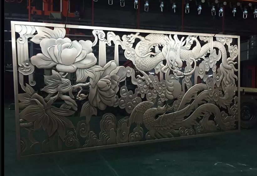 杭州酒樓仿古木紋窗花，鋁合金窗花