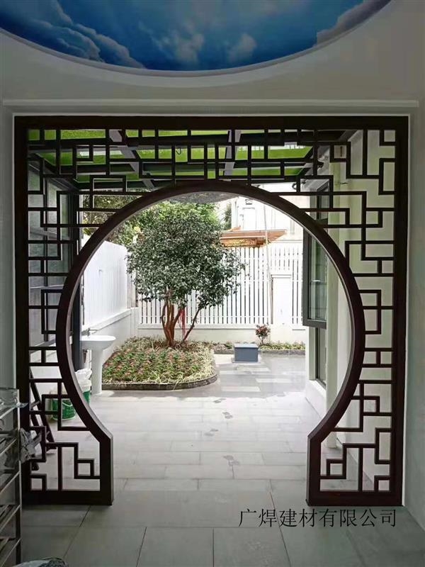 香港朝阳木纹铝窗花幕墙复古铝窗花铝花格制作公司