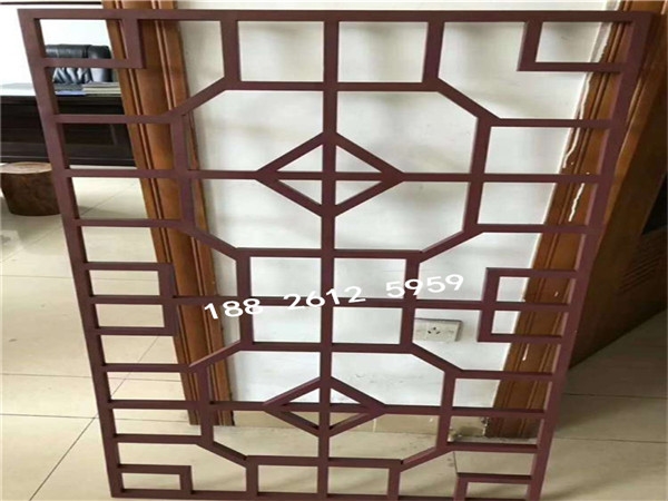 绵竹连廊铝合金挂落 木纹铝窗格款式定制