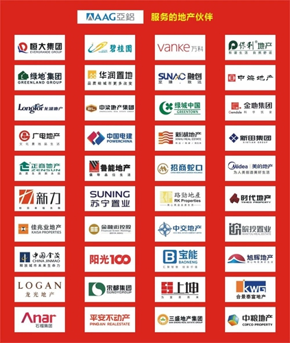 aag亚铝蝉联"2020年中国房地产开发企业500强首