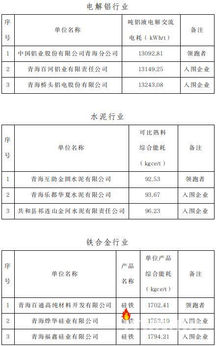 青海省2021年度电解铝行业能效“领跑者”及入围企业名单公告